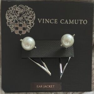 Vince Camuto- silver pearl rhodium earrings (ear jacket)